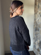 Load image into Gallery viewer, black two-tone metallic rianne sweater