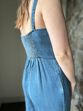 Load image into Gallery viewer, archives button front chambray jumpsuit