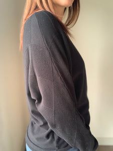 mixed texture black dolman sweater
