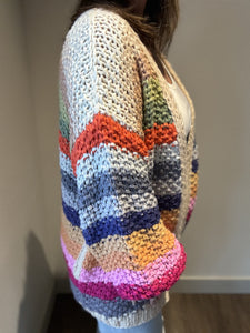 rainbow oversized hand-crocheted cardigan