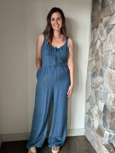 Load image into Gallery viewer, archives button front chambray jumpsuit