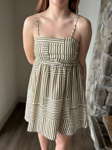 kiele olive +ivory woven striped dress