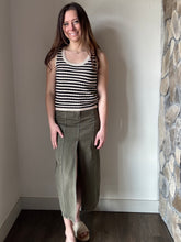 Load image into Gallery viewer, olive denim slit front long skirt