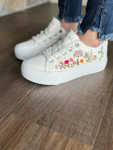 blowfish white floral embroidered sneakers