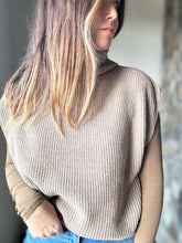 Load image into Gallery viewer, crosby taupe turtleneck vest