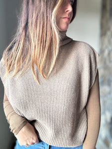 crosby taupe turtleneck vest