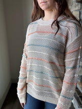 Load image into Gallery viewer, taupe stripe mix pullover sweater