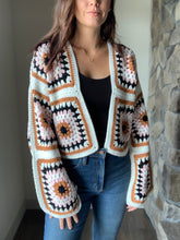 Load image into Gallery viewer, rust, pink + ivory crochet square cardigan
