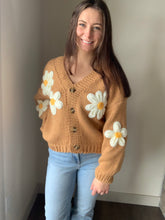 Load image into Gallery viewer, camel daisy button up cardigan