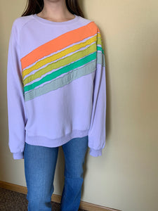 vintage rainbow stripe lavender sweatshirt