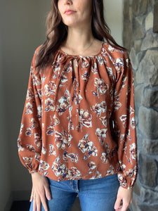 camel dried floral blouse