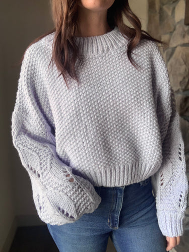 periwinkle textured sleeve chunky knit sweater