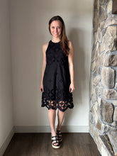 Load image into Gallery viewer, black crochet lace halter dress