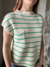 Load image into Gallery viewer, sea level cream + green stripe sleeveless sweater