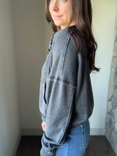 Load image into Gallery viewer, charcoal burnout fleece zip sweatshirt