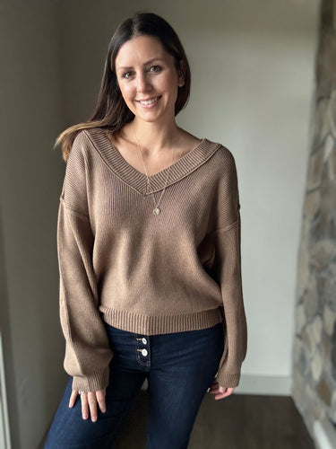 mocha v-neck sweater