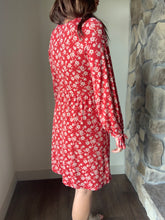 Load image into Gallery viewer, red floral long sleeve surplice dress