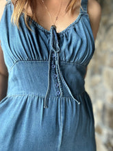 Load image into Gallery viewer, archives button front chambray jumpsuit