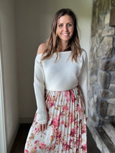 Load image into Gallery viewer, girls dinner pleated pink floral skirt