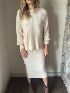 soft ivory ribbed sweater top
