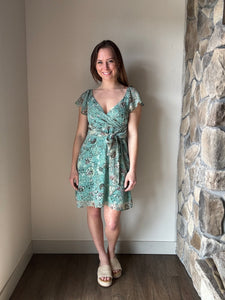 green print flutter dress