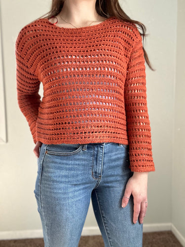 rust carlita open knit sweater
