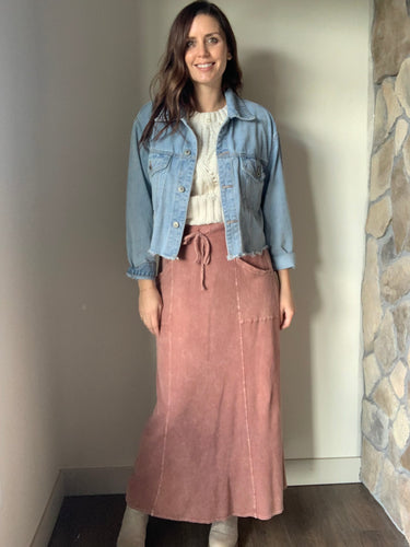 rose mineral washed thermal skirt