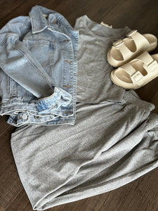 heather grey tank and sweatpants set