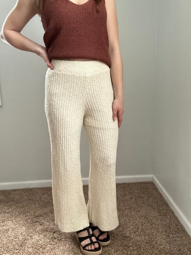 natural sweater knit ribbed pant