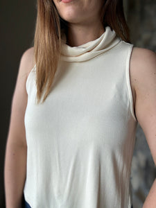 soft ronan ivory turtle neck sleeveless top