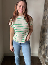 Load image into Gallery viewer, sea level cream + green stripe sleeveless sweater