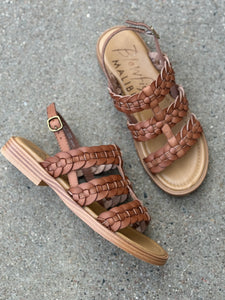 blowfish cognac braided sandals
