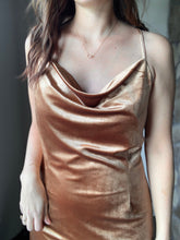 Load image into Gallery viewer, copper velvet midi slip dress