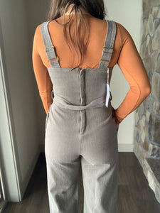 SAGE THE LABEL gia charcoal belted overalls