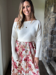 girls dinner pleated pink floral skirt