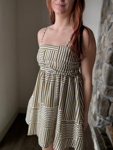 Load image into Gallery viewer, kiele olive +ivory woven striped dress