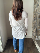 Load image into Gallery viewer, white long sleeve v-neck tee