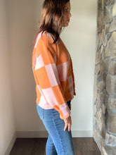Load image into Gallery viewer, orange checkered cardigan