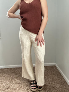 natural sweater knit ribbed pant