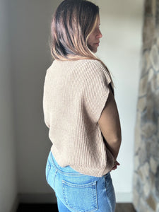 crosby taupe turtleneck vest