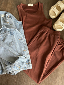 chestnut tank and sweatpants set