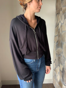 soft black zip-up hoodie