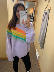 vintage rainbow stripe lavender sweatshirt