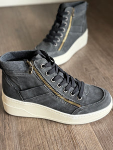 blowfish washed black wedge sneaker