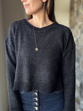 Load image into Gallery viewer, black two-tone metallic rianne sweater