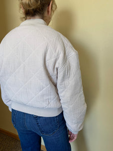 stone quilted bomber jacket