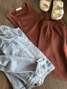 chestnut tank and sweatpants set