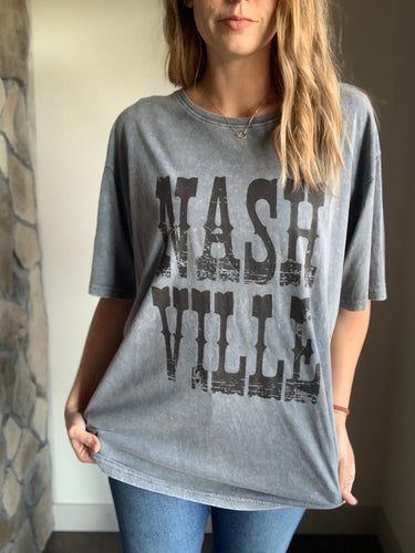 nashville navy mineral washed graphic tee
