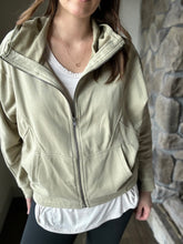 Load image into Gallery viewer, olive zip up elevated hoodie