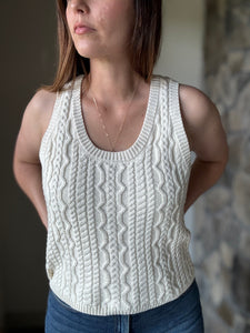 astra ivory cable sleeveless sweater